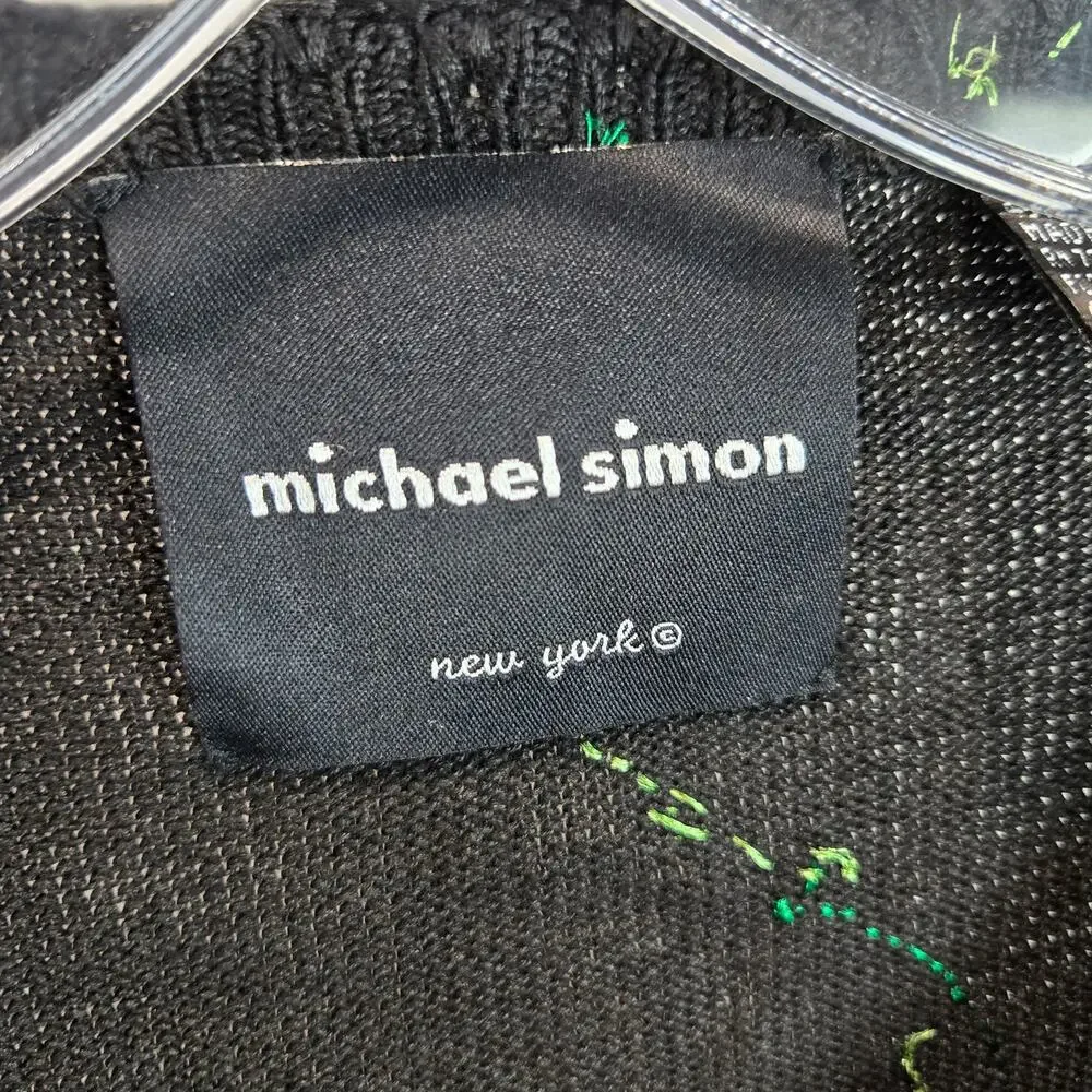 Vintage Michael Simon NY Novelty Cardigan Sweater Jungle Animal Monkey Y2K Large